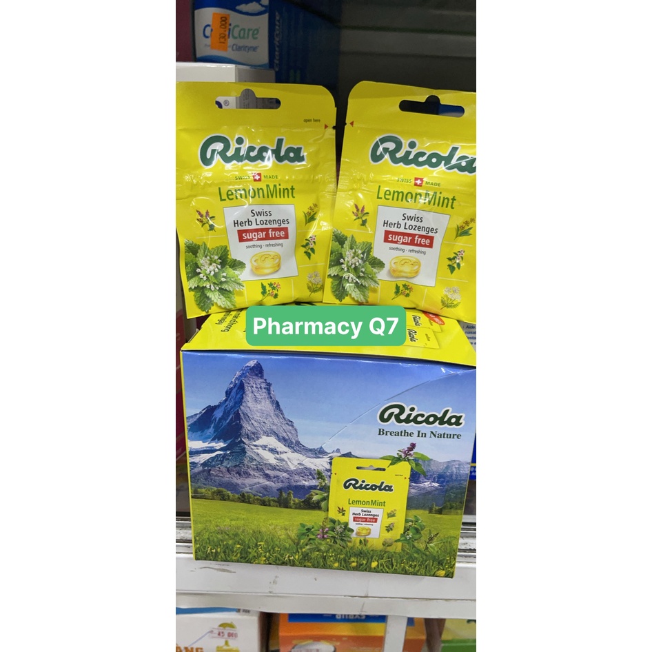 VIÊN NGẬM Ricola - Kẹo thảo mộc chanh và bạc hà Lemon Mint - Thơm mát cổ họng mỗi ngày
