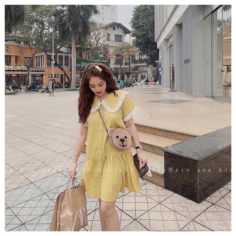 [Mặc Là Xinh] Váy Đũi Vàng Dáng Babydoll Cổ Bèo, Đầm Dáng Xoè Siêu Xinh Có Ảnh Thật Kèm Video | BigBuy360 - bigbuy360.vn