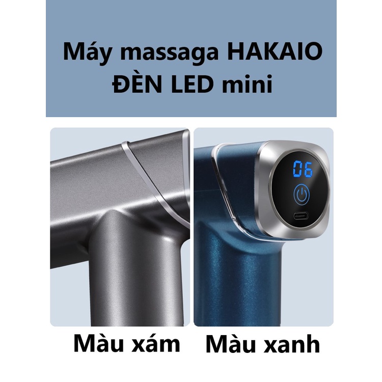 Máy massage cầm tay HAKAIO MINI đèn LED cao cấp 4 Đầu 6 Chế Độ Làm Giảm Đau Toàn Thân