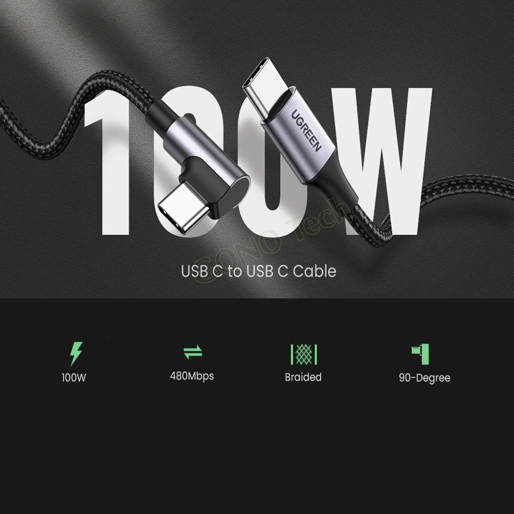 Cáp sạc USB Type C PD 100W UGREEN Cho Điện thoại Laptop Máy tính bảng | 70427 70429 70643 70645 20583 90794