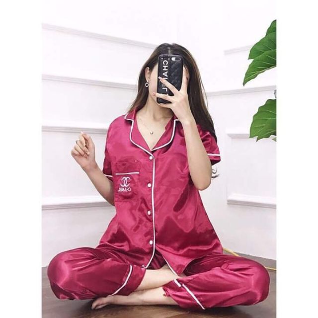 Bộ đồ ngủ lụa chaneol tay ngắn | WebRaoVat - webraovat.net.vn