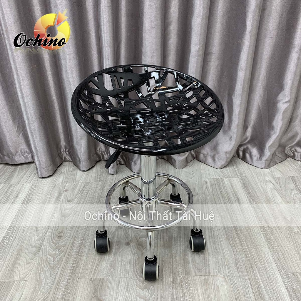 Ghế Cắt Tóc Cho Thợ Chính Cao Cấp, Ghế Xoay Spa Cao Cấp Có Bánh Xe Mẫu Nhựa Lưới Dành Cho Phun Săm, Nối Mi (Có Sẵn)