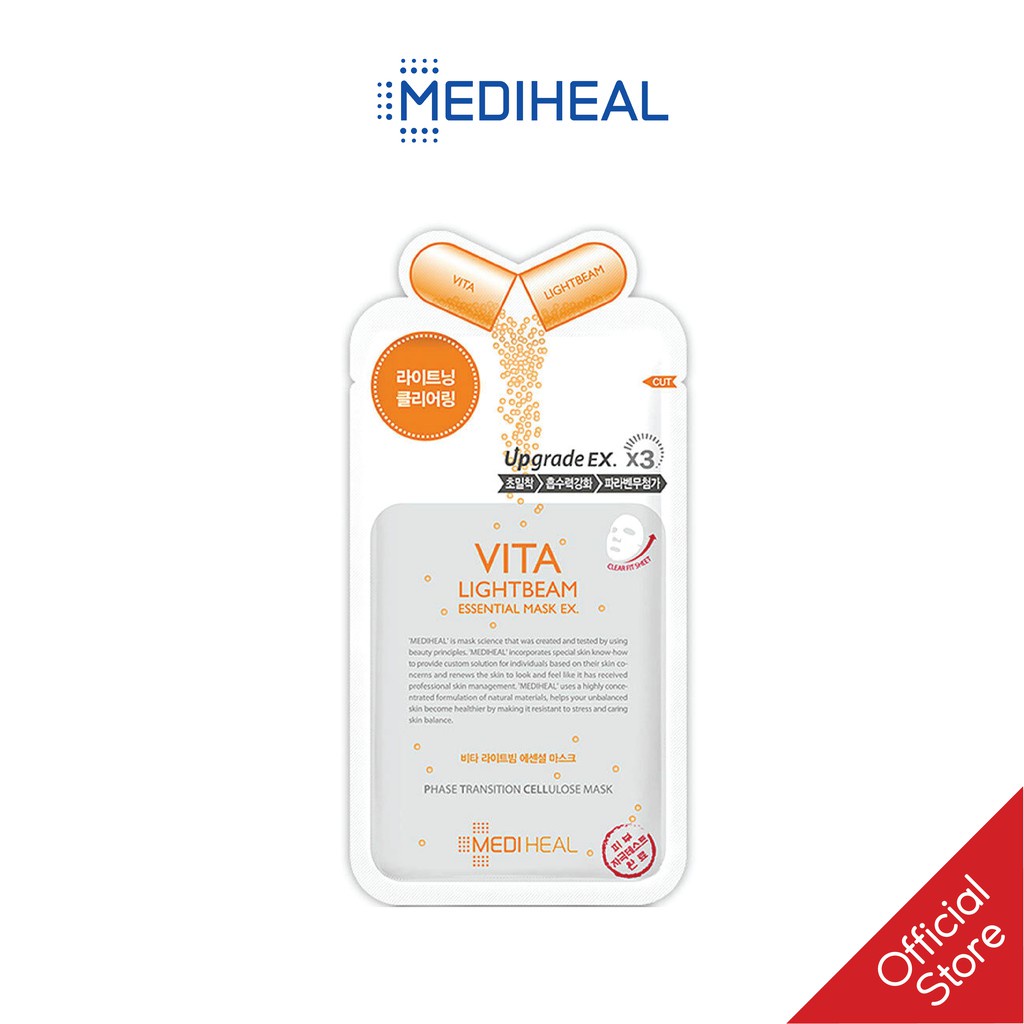 Hộp 10 Mặt nạ dưỡng trắng sáng da Mediheal Vita Lightbeam Essential Mask Ex 25ml