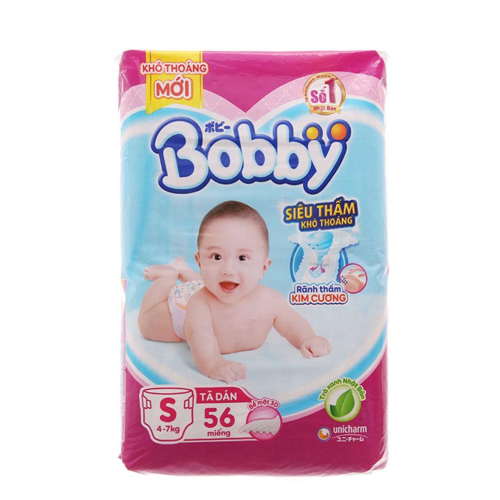 [CHÍNH HÃNG] Bỉm - Tã Dán Bobby Size S56 (Cho bé 4-7kg)