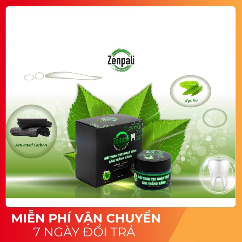 🔥RẺ VÔ ĐỊCH🔥 Bột trắng răng than tre hoạt tính Zenpali - Hàng cao cấp ( Hiệu quả sau 7 ngày sử dụng )