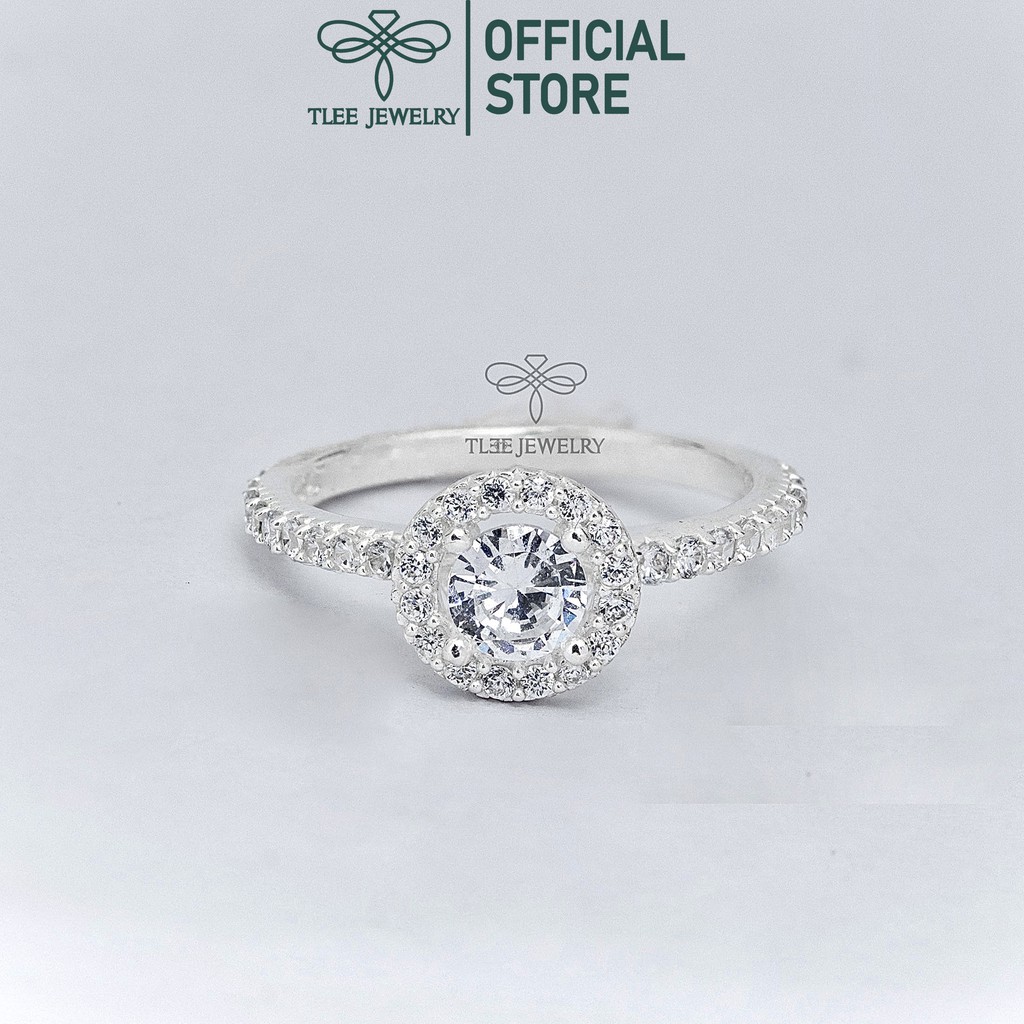 Nhẫn bạc nữ TLEE đá tròn viền nạm đá sang trọng TleeJewelry A0167