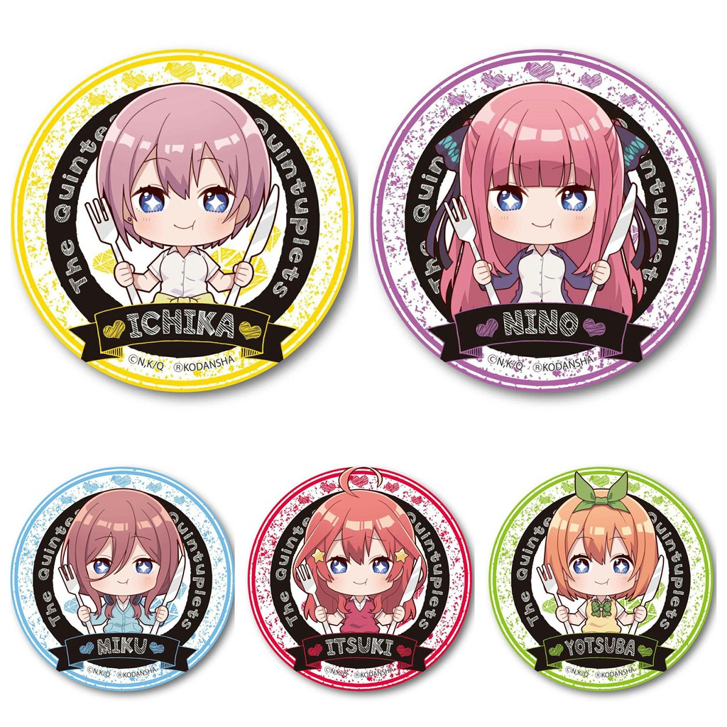 Huy hiệu cài áo IN HÌNH Gotoubun no Hanayome Nhà có 5 nàng dâu ver ăn uống anime chibi dễ thương tiện lợi