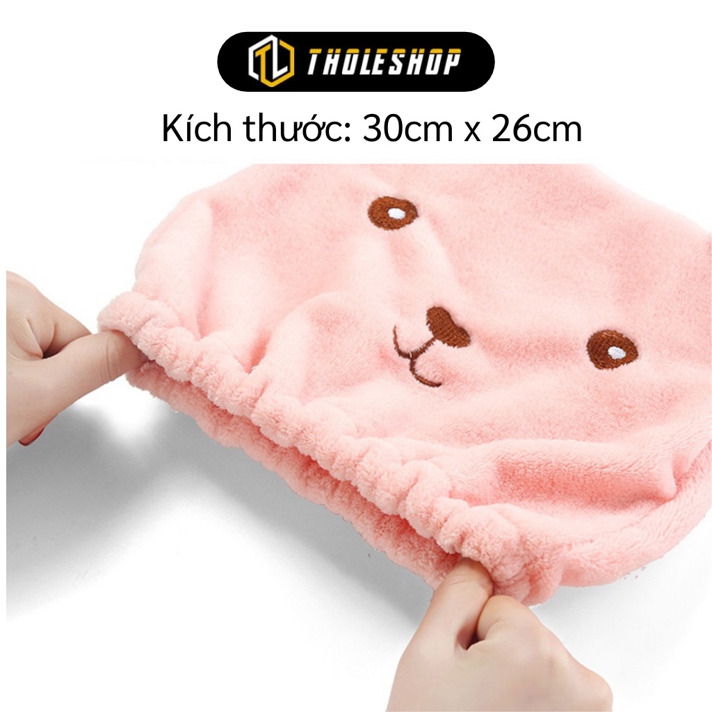 Khăn Ủ Tóc - Khăn Quấn Làm Khô Tóc Siêu Tóc Hình Chú Gấu Dễ Thương, Thấm Hút Tốt 8193