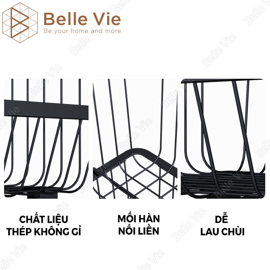 Kệ Sắt Đa Năng 4 Tầng BELLEVIE Kệ Bếp Đựng Đồ Có Bánh Xe Sơn Tĩnh Điện Hiện Đại Lắp Ráp Đơn Giản - KRQ