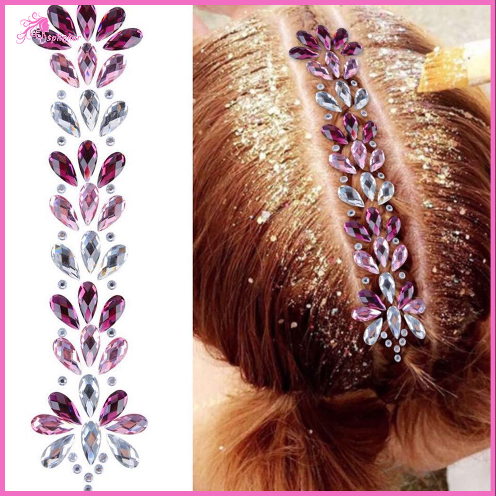 【Splinker】DIY Music Festival Rhinestone Face Hair Decoration Diamond Sticker Environmental Head Decoration Forehead Sticker Luminous