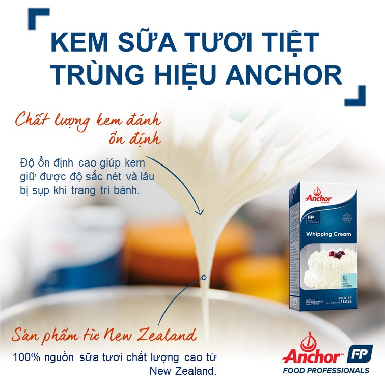 Whipping Cream  Anchor New Zealand Hộp 250ml | 1 Lít