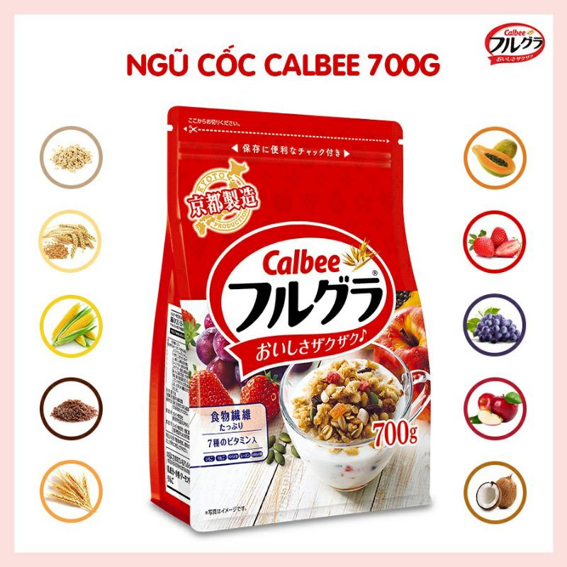 Ngũ cốc ăn kiêng Calbee Nhật Bản  giảm cân an toàn granola detox nhanh cấp tốc hiệu quả mix sữa chua