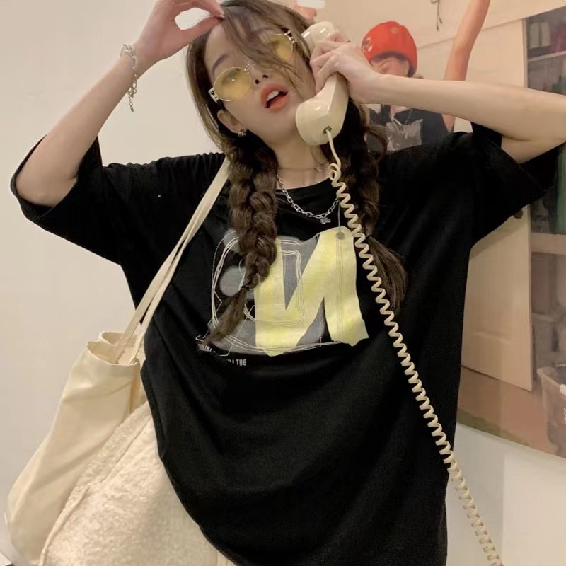 NRVP Áo Thun Cổ Tròn Oversize Thời Trang Hàn Quốc 2022 Cho Nữ