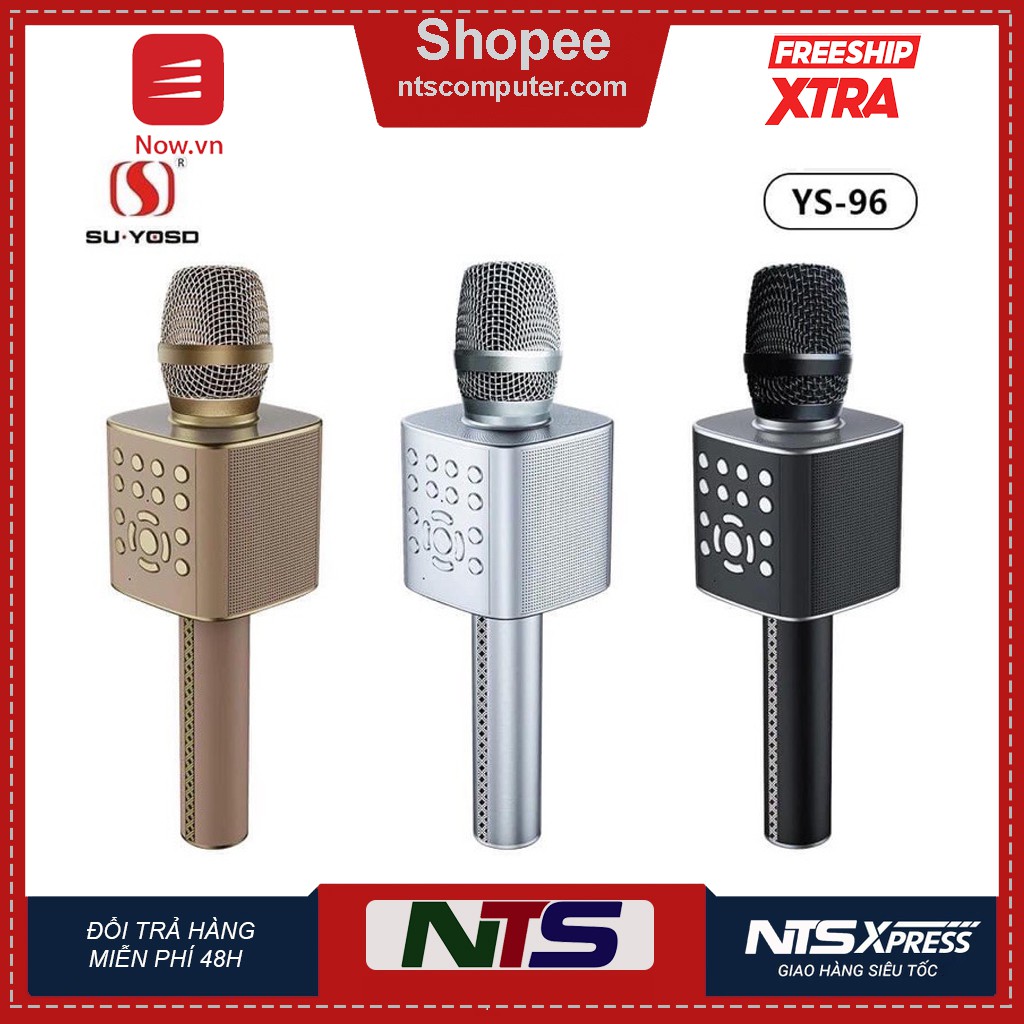Mic karaoke bluetooth YS96 tích hợp loa bass dùng hát tại nhà hoặc livestream BAO HAY