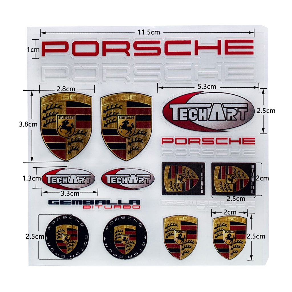 1 Bộ Đề Can Vinyl Chất Lượng Cao Dán Trang Trí Mũ Bảo Hiểm Xe Hơi Porsche