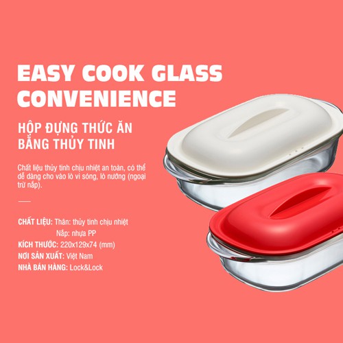 Hộp đựng thức ăn Thủy tinh tiện lợi Lock&amp;Lock Easy Cook (S) 650ML Màu trắng LLG482W