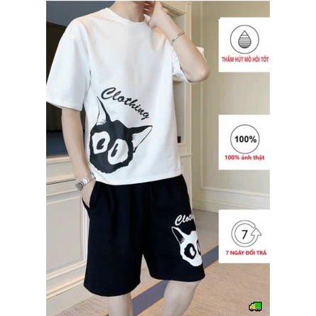BỘ ĐỒ THUN LẠNH IN CÁO CLOTHING MẪU MỚI .THỂ THAO NAM