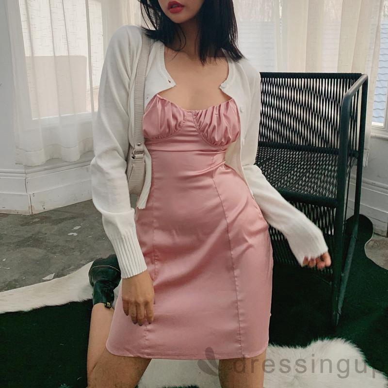 Đầm 2 dây satin thiết kế hở lưng quyến rũ | BigBuy360 - bigbuy360.vn