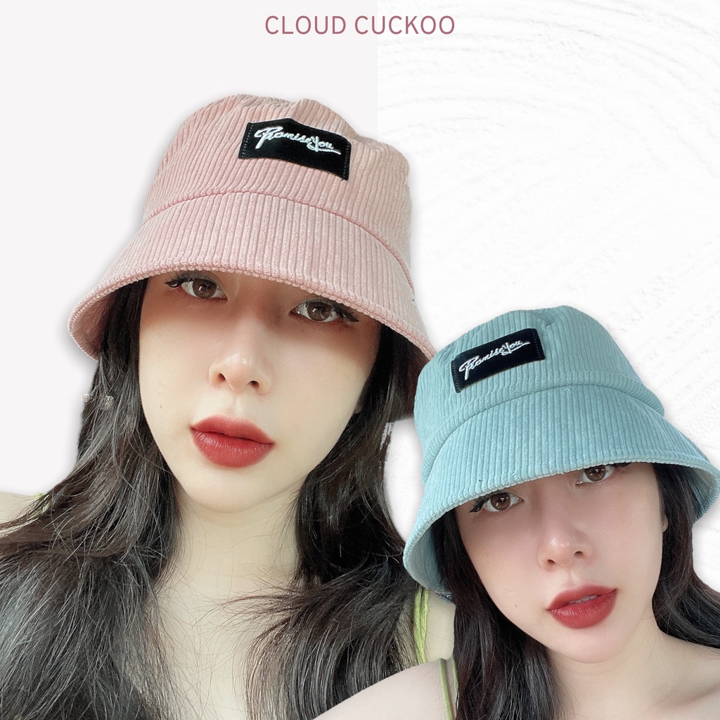 Mũ Bucket Nhung Logo Da Nhiều Màu Sắc - Mã Số: MBK0506