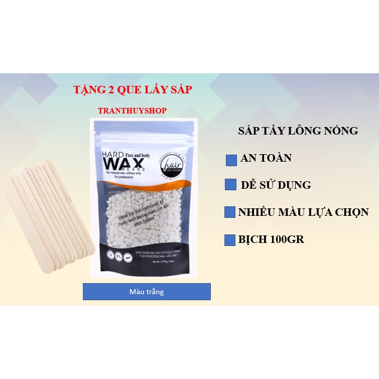 100g Sáp wax nóng thường dạng hạt đậu (Miễn phí 2 que lấy sáp).