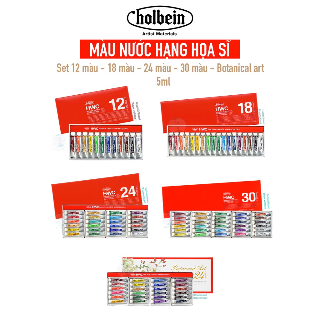 SET MÀU NƯỚC HOLBEIN ARTISTS' WATERCOLOR DẠNG TUÝP 5ML