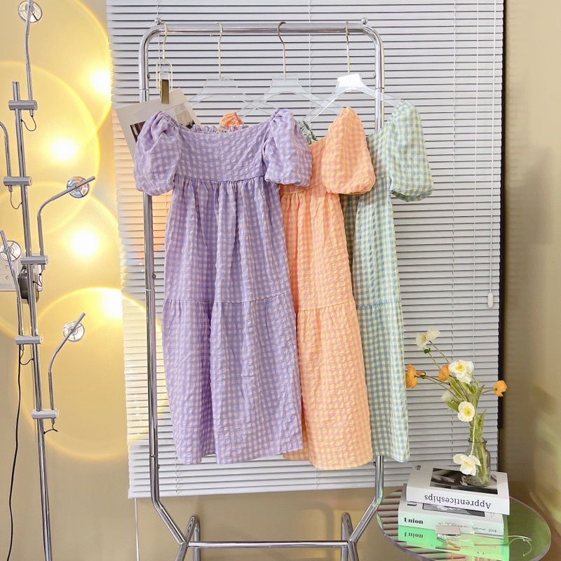 Đầm babydoll tay bồng bầu bí bon chen được