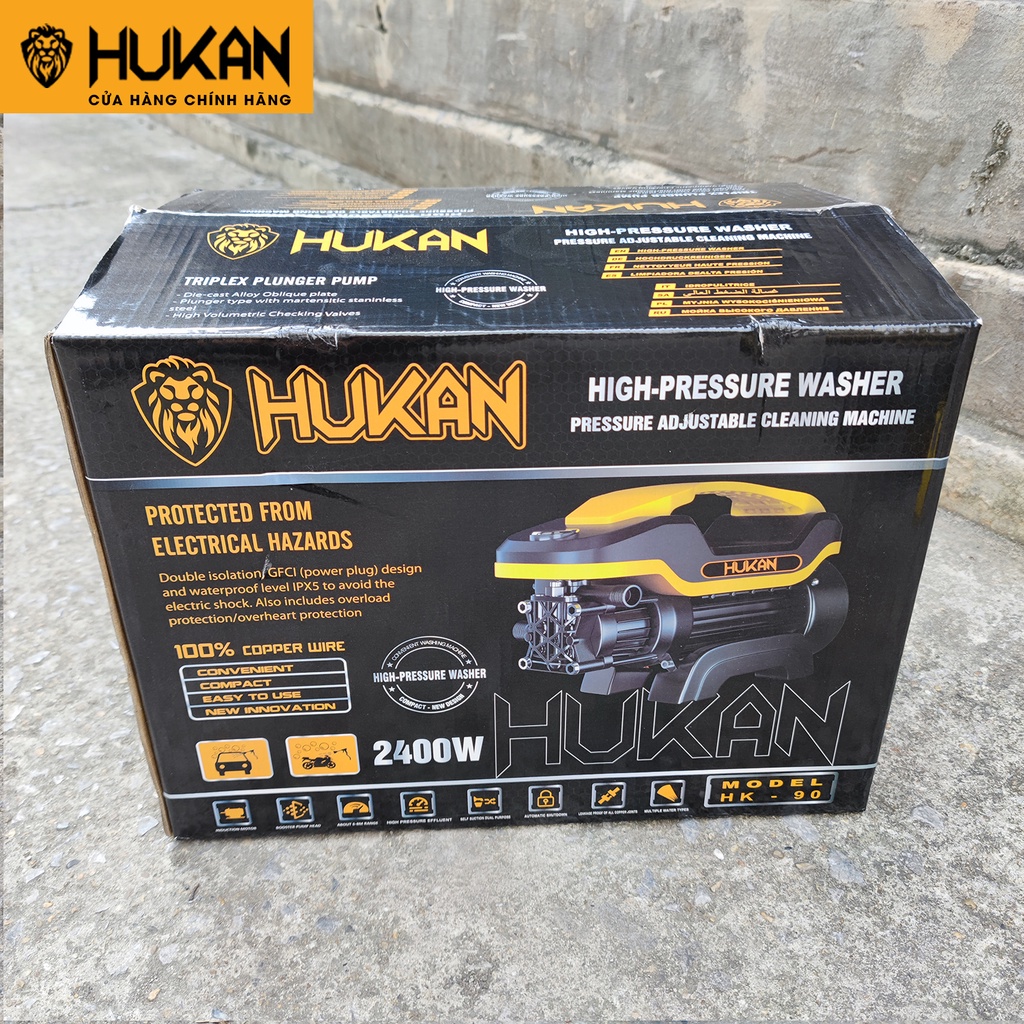 Máy rửa xe gia đình Hukan công suất 2400W, motor dây đồng bảo hành 12 tháng