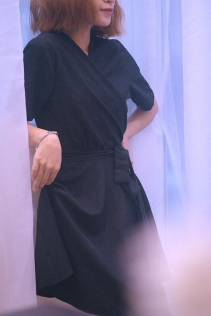 Đầm đắp chéo cột nơ form xoè - Chibi Dress