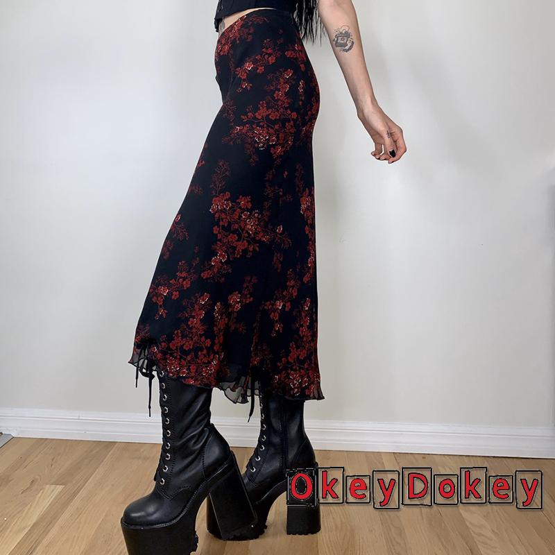 Chân váy dài in hoa kiểu vintage thời trang mùa hè cho nữ