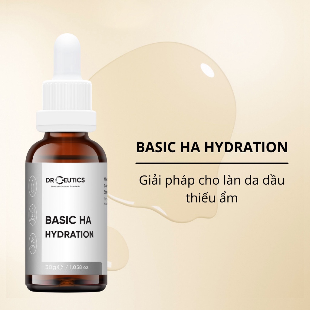 Drceutics Tinh Chất Basic HA Hydration - Cấp Ẩm Cho Da Dầu Mụn 30ml - 100ml