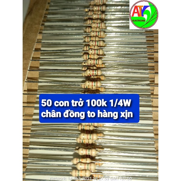 50 điện trở 100k 1/4W xịn