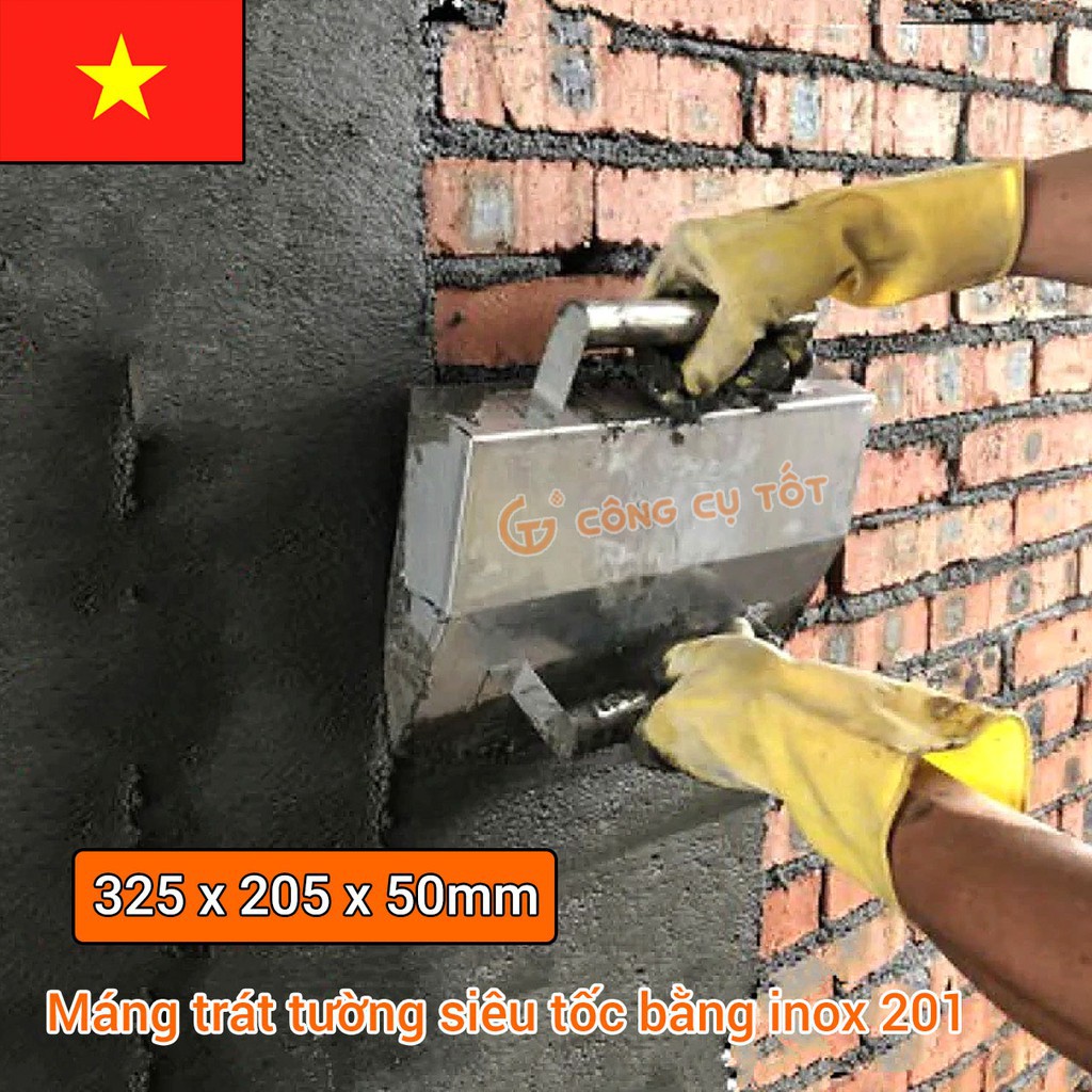 Máng trát tường siêu tốc bằng inox 201 dày 0.6mm cỡ 325 x 205 x 50mm Goodtool GT4989 Việt Nam