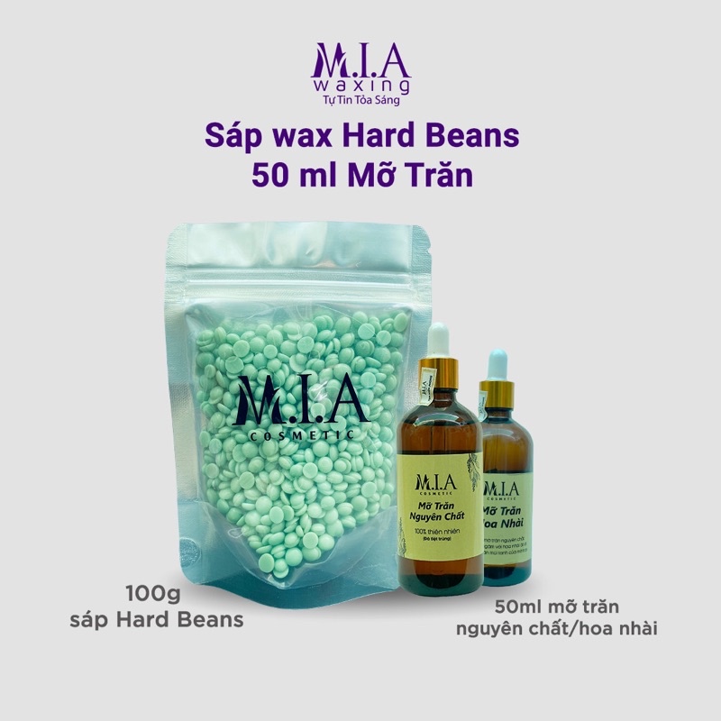 Combo 100gr Sáp Wax Lông Hard Beans Nhập Khẩu+ Mỡ Trăn tặng Que Phết Sáp