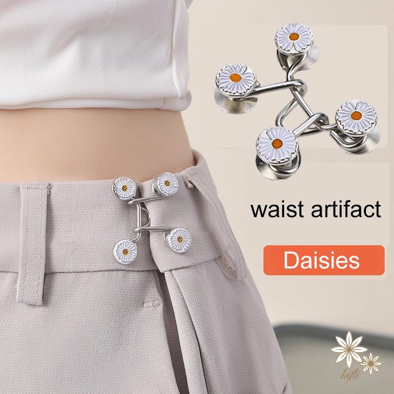 【Kifli】nút khóa thắt lưng quần jean bằng kim loại họa tiết hoa cúc có thể điều chỉnh