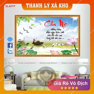 Tranh Dán Tường Chữ Cha Mẹ- SL40TP-Tranh 3d Thư Pháp - Song Long Decor