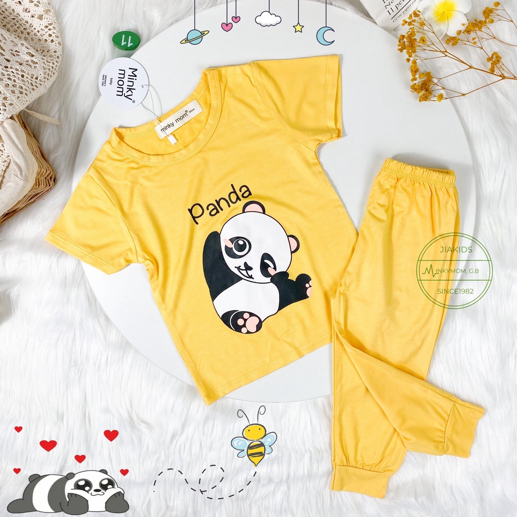 [SZ ĐẠI] Bộ Dài Tay Cho Bé Trai, Bé Gái Minky Mom Vải Thun Lạnh Gấu Panda, Đồ Bộ Cho Bé Mặc Nhà Thu Đông MKMTD2207