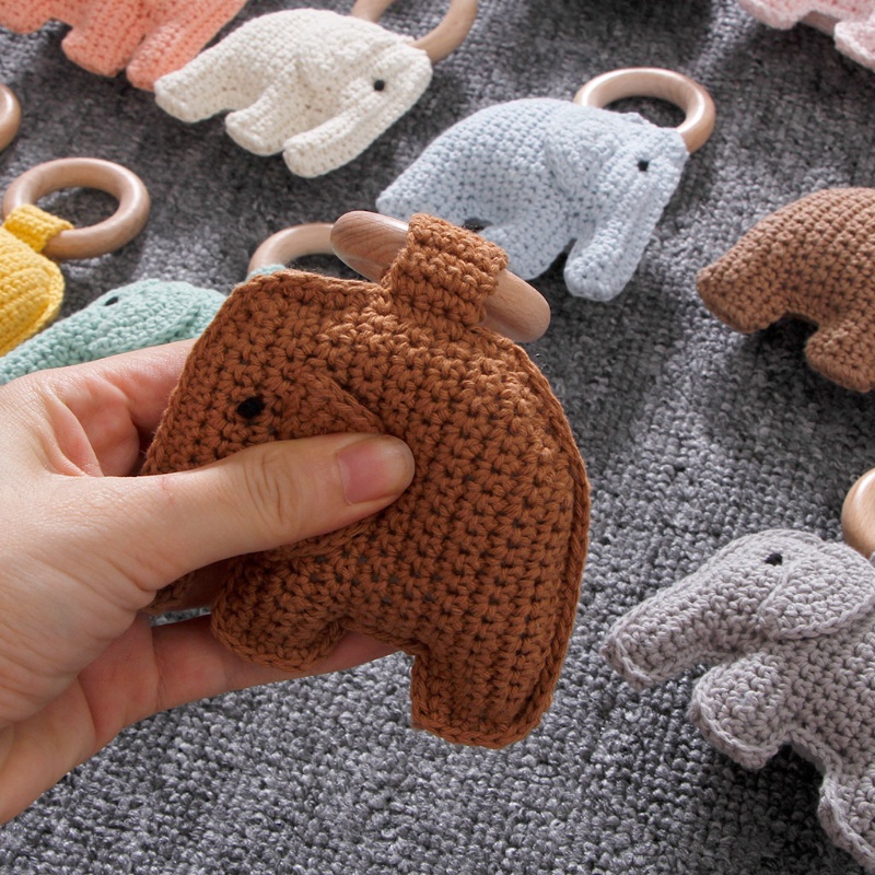Đồ Chơi Gặm Nướu Hình Chú Voi Bằng Len DIY Dành Cho Trẻ Em