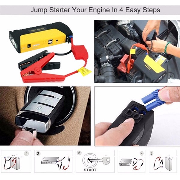 Bộ kích nổ khẩn cấp cho xe hơi kèm bơm lốp , Dung lượng cao, Đa chức năng bảo hành 6 tháng