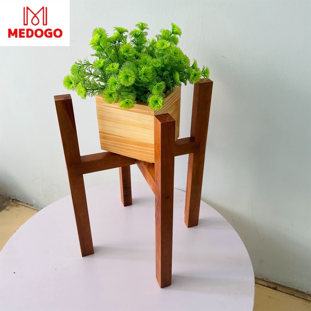 Đôn gỗ vuông để chậu cây cảnh trang trí, giá gỗ đỡ chậu cây MEDOGO