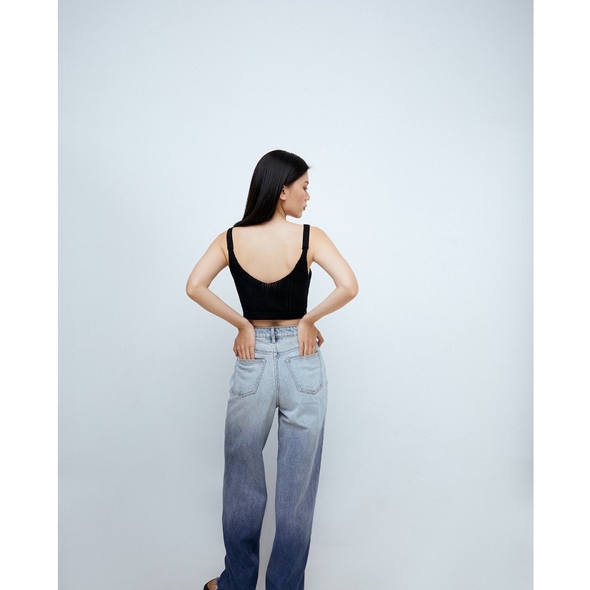 DOTTIE - Áo ngắn dệt kim hai dây nữ đen T0497