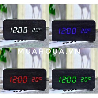 ĐỒNG HỒ LED GỖ, ĐỂ BÀN, BÁO THỨC,ĐO NHIỆT ĐỘ.