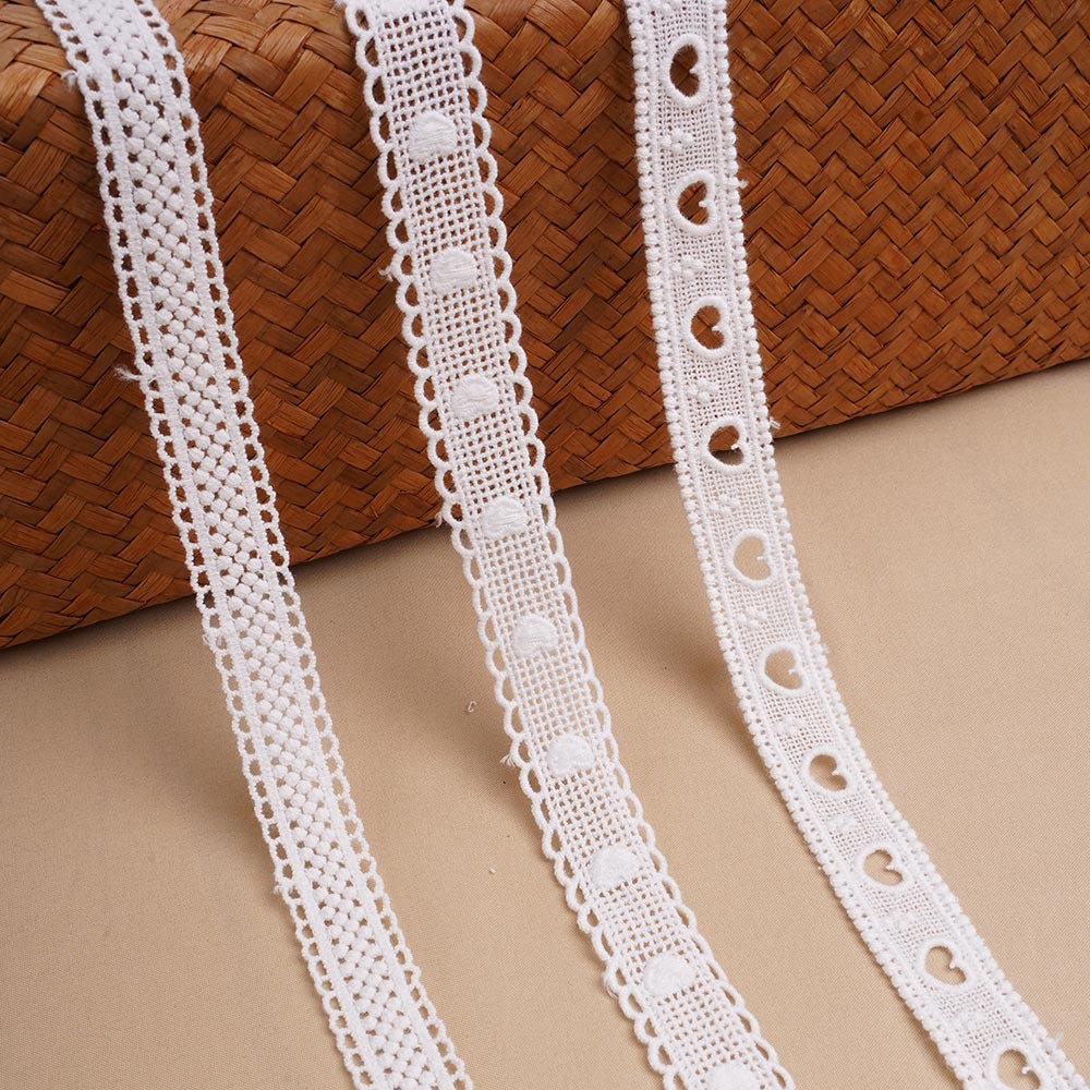 Cuộn Chỉ Thêu Ren Dài 1M Bằng Cotton Họa Tiết Hoa Xinh Xắn Dùng Làm Đồ Thủ Công DIY