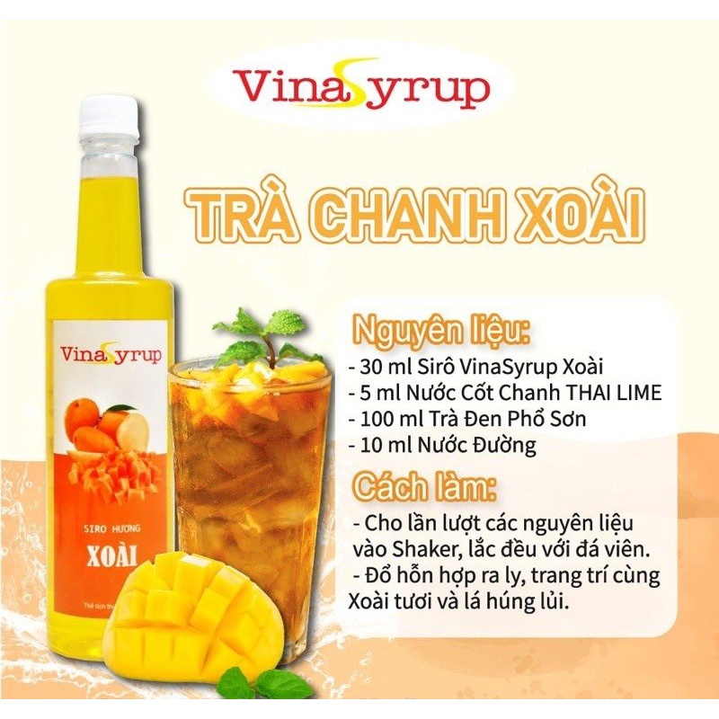 Siro VinaSyrup Chai 750ml - Syrup Làm Trà Trái Cây Đủ Các Mùi Vị