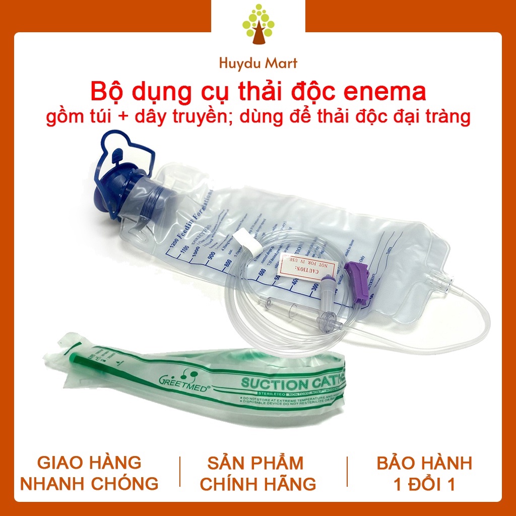 BỘ DỤNG CỤ THẢI ĐỘC ENEMA; dụng cụ thải độc đại tràng bằng cà phê túi truyền súc ruột 1200ml + dây truyền enema [Huydu