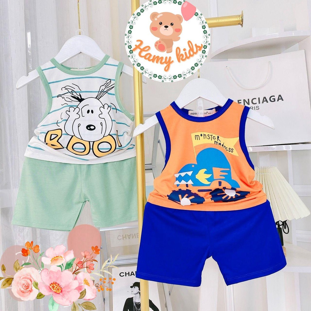 Đồ Bộ Ba Lỗ Minky Mom Chính Hãng Vải Thun Lạnh Cho Bé Trai Bé Gái Từ 0-5 Tuổi Dưới 20kg Hình Sư Tử Thỏ Hươu - Hamykids
