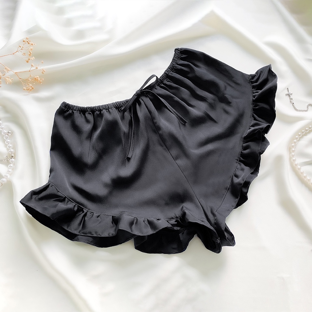Quần Đùi Lụa Mặc Nhà Nữ Trơn Bèo La Pijama LQD02