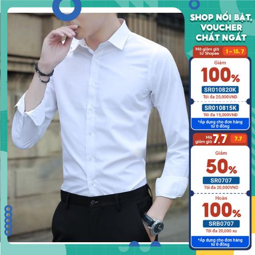 Áo sơ mi nam tay dài HAMINO ôm dáng, chất vải mát mịn chống nhăn, kiểu dáng hàn quốc công sở.