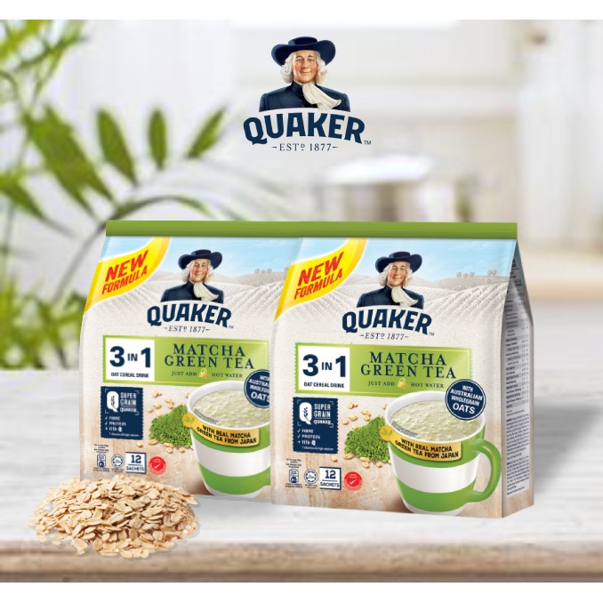 Combo 2 Túi Thức uống yến mạch Quaker 3in1 Vị Matcha 336g/túi