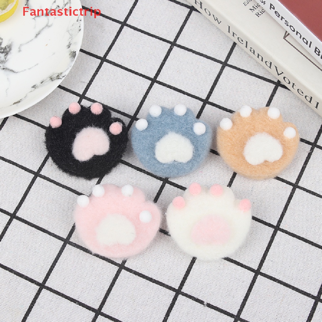 [Fantastictrip] Set 2 Ghim Cài Áo Ba Lô / Túi Xách Hình Móng Mèo Hoạt Hình Bằng Lông Nhung Dễ Thương Mới