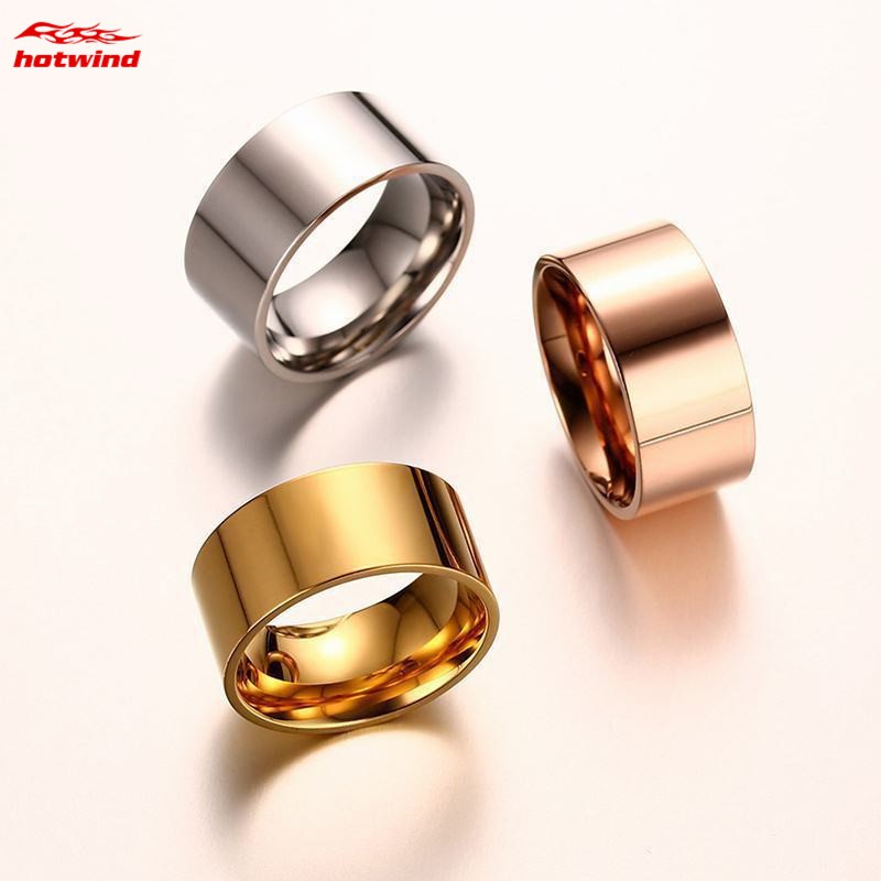 Nhẫn trơn thiết kế đơn giản 3 màu vàng/bạc/vàng hồng thời trang dành cho nam 10mm